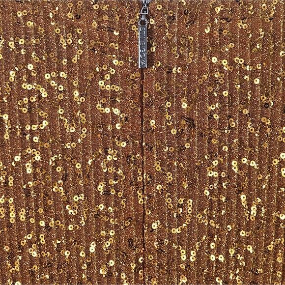 NEW STINE GOYA Odis Dress in Gold Sequins Long Sleeve Crewneck Size Small Formal - Picture 9 of 11
